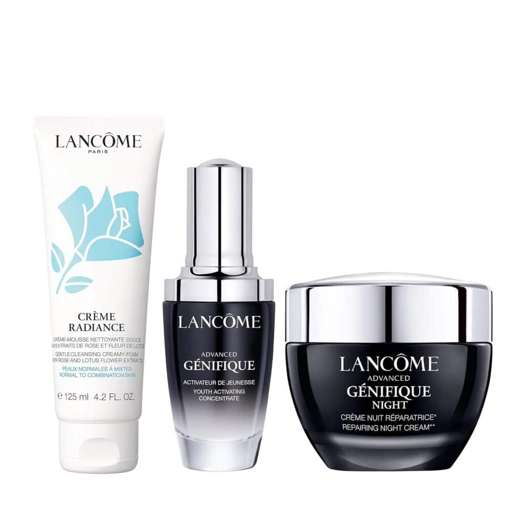 Lancôme Strengthening & Repairing Trio - 3-Piece Skincare Gift Set - Includes Creme Radiance Cleanser Advanced Génifique Sensitive Antioxidant Serum