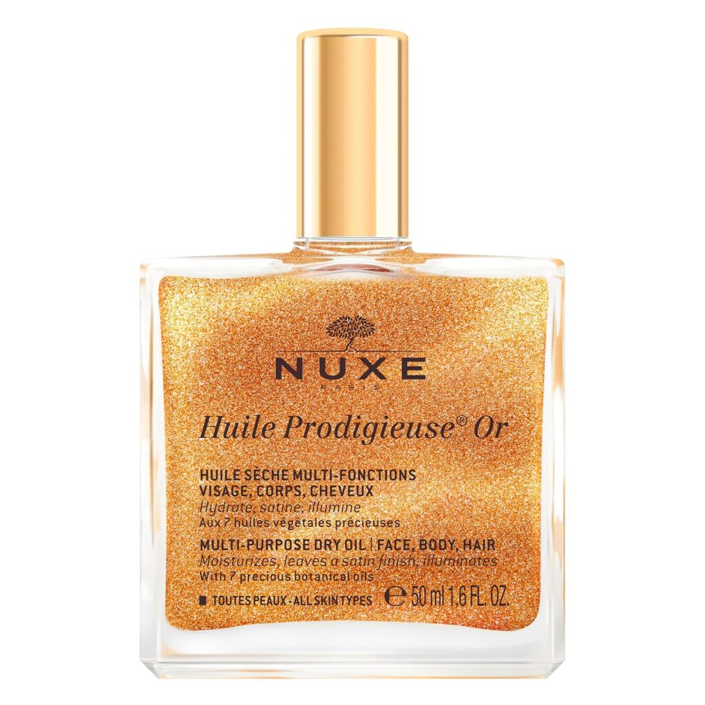 NUXE Huile Prodigieuse Shimmer Multi-Purpose Dry Oil - Luxurious Radiant Glow and Hydration for Face, Body & Hair